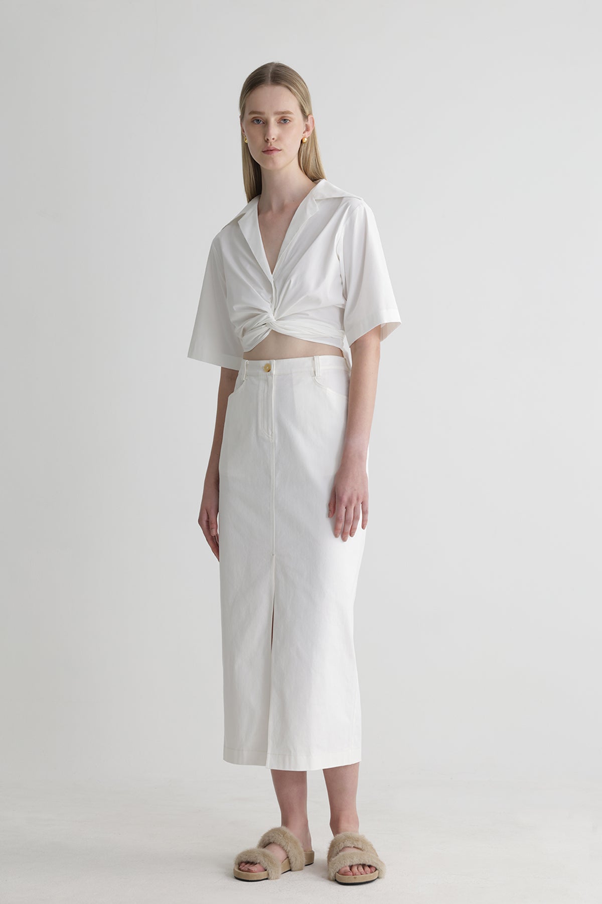 MERIDA White Denim Skirt